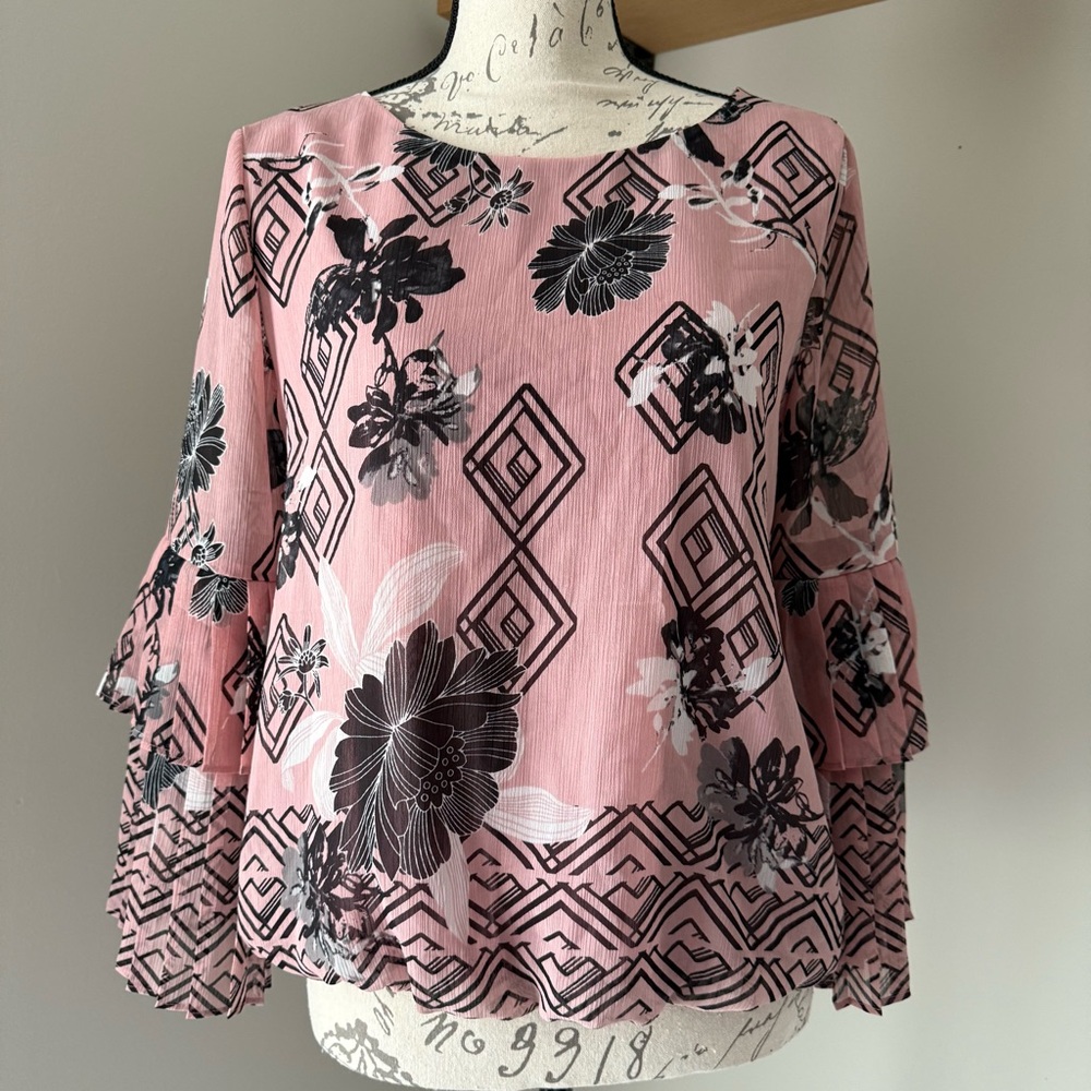Petit Alfani Pink Floral Blouse - Size PM